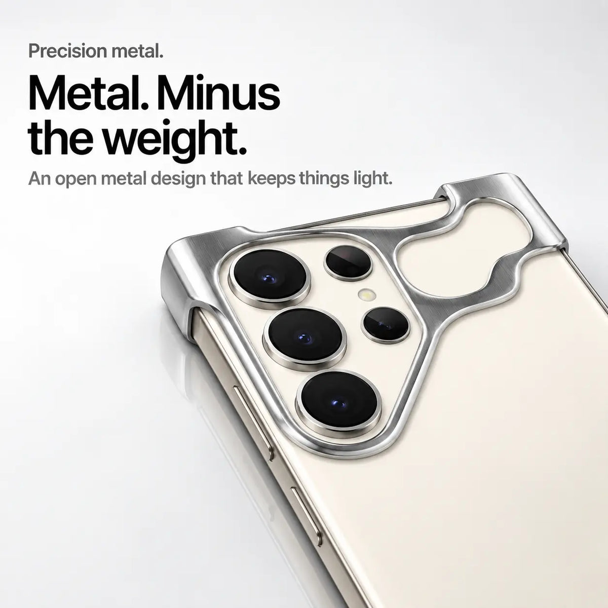Silver sculpted phone case in close-up around the camera openings #color_Silver