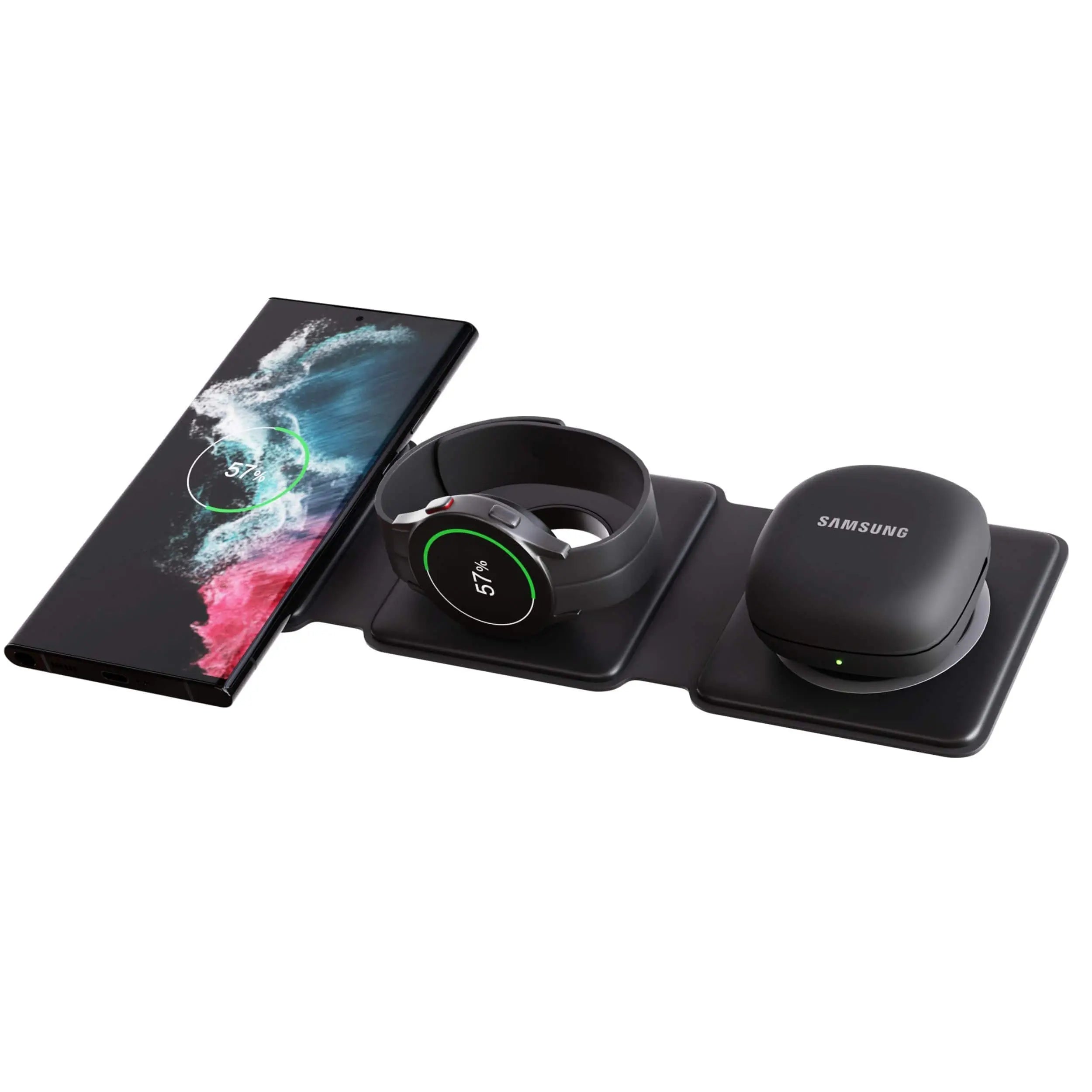 3 in 1 Portable Travel Charger for Samsung Galaxy S22 Ultra, Samsung Watch 5 Pro, and Samsung Buds Pro 2