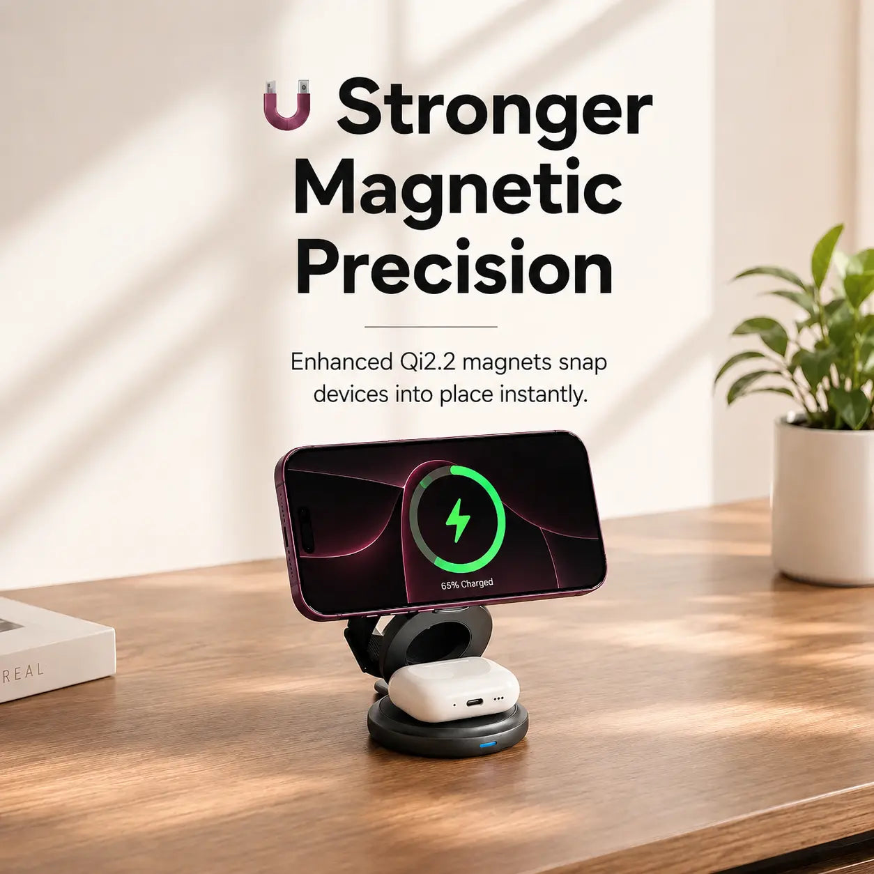 Foldable MagSafe travel charger designed to pack flat