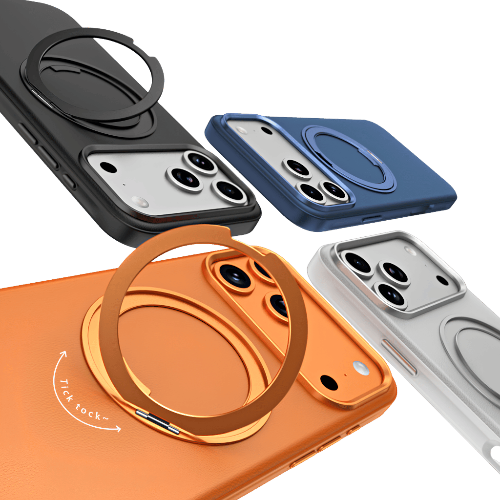 MagCase Stand leather iPhone cases with rotating magnetic ring stands