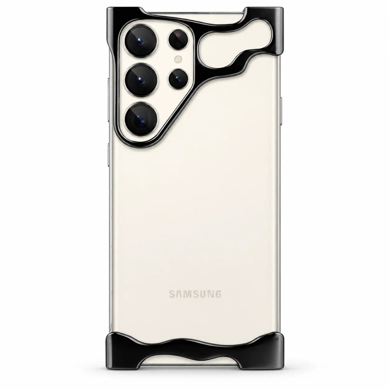 Black metal bumper case on a cream phone #color_Black