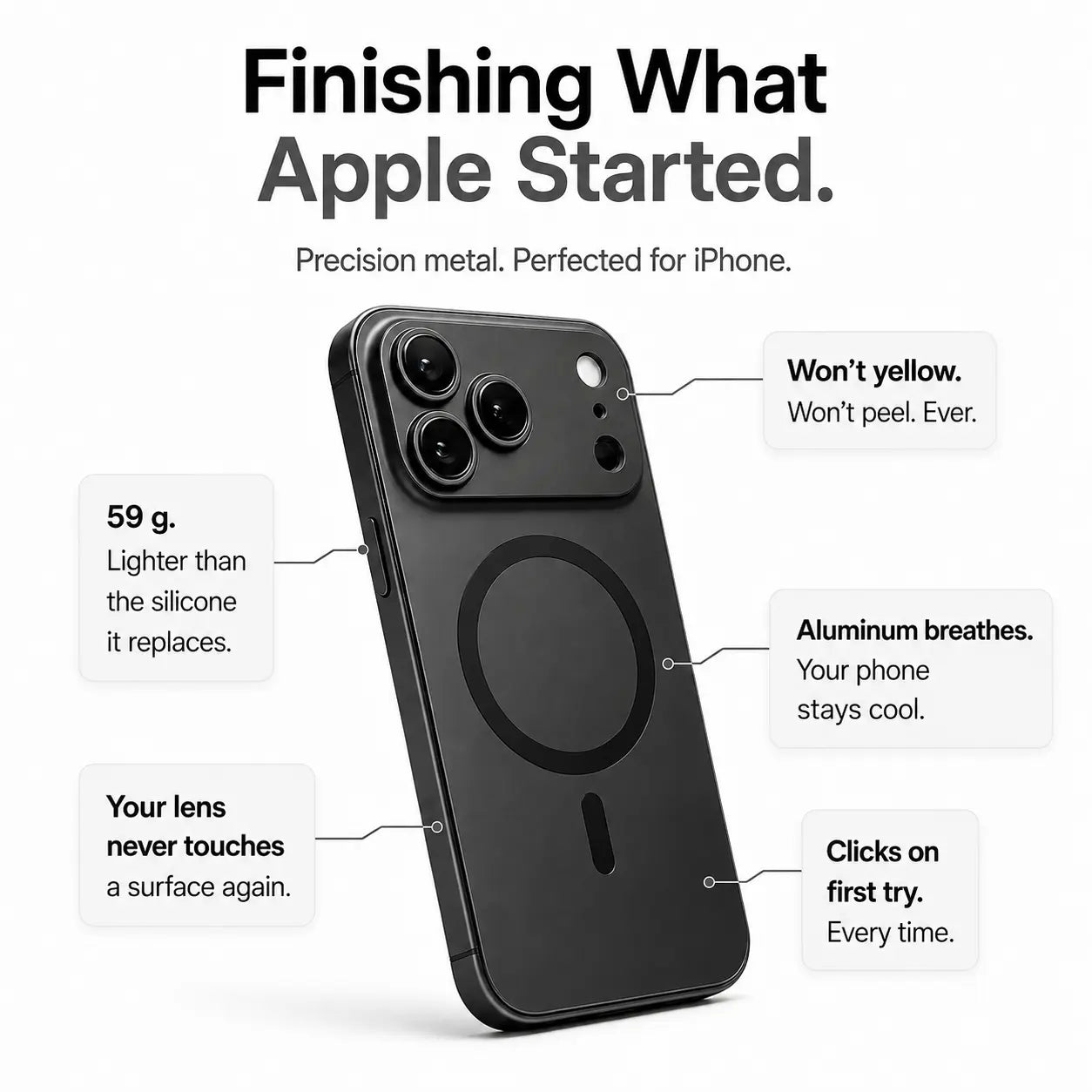 iPhone case with raised camera lens protection #color_Midnight Black