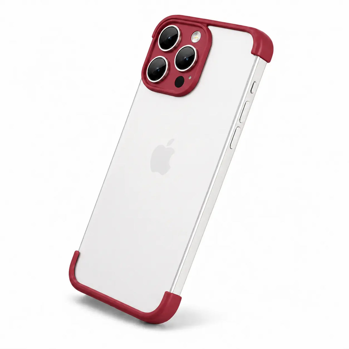 Red open-back phone bumper showing the camera and corner guards #color_Crimson Red