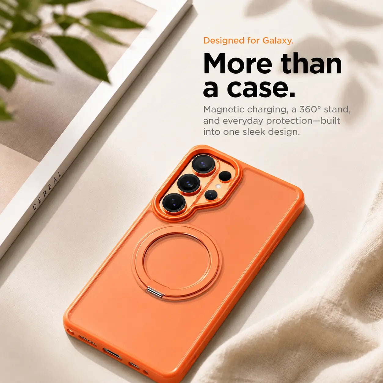 Protective magnetic Samsung case with kickstand