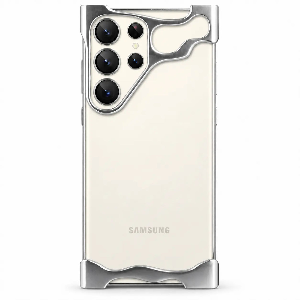 Silver metal bumper case on a cream phone #color_Silver